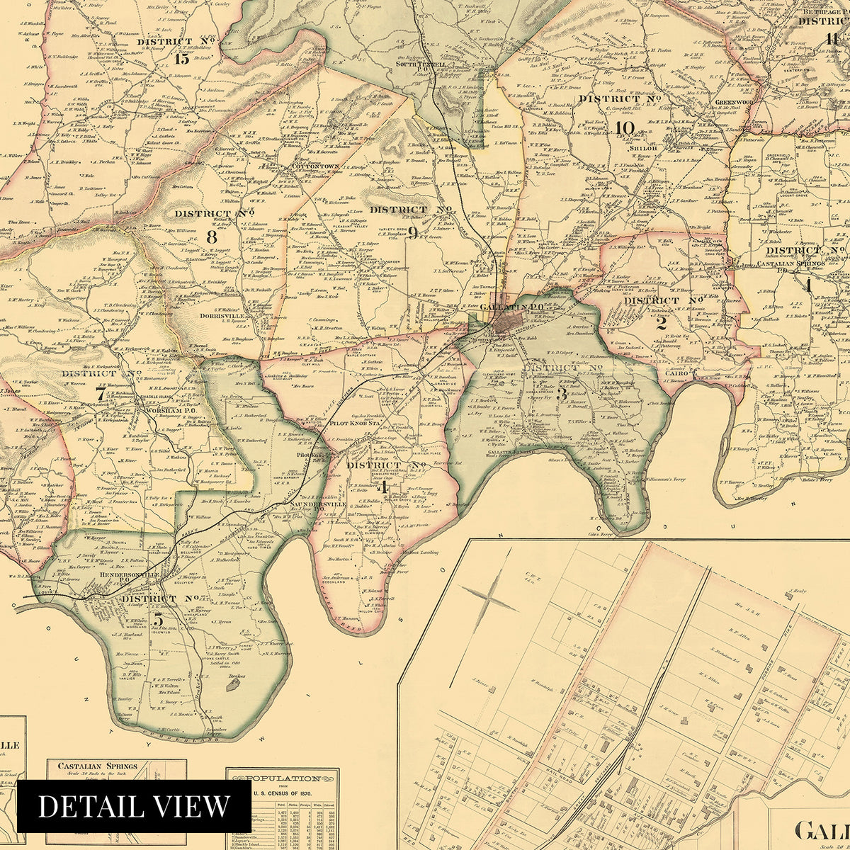 1878 Map of Sumner County Tennessee from Surveys Wall Art Print ...