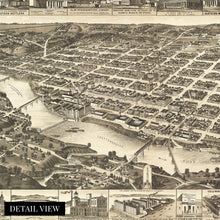 Load image into Gallery viewer, Digitally Restored and Enhanced 1886 Columbus Georgia Map - Vintage Columbus Georgia Wall Art - History Map of Columbus GA Poster - Perspective Bird&#39;s Eye View of Muscogee County Columbus GA Map Print

