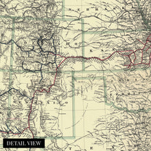 Load image into Gallery viewer, Digitally Restored and Enhanced 1883 Map of Atchison Topeka Santa Fe Railroad System - History Map of ATSF Railroad Wall Art - Old AT&amp;SF Railroad Map
