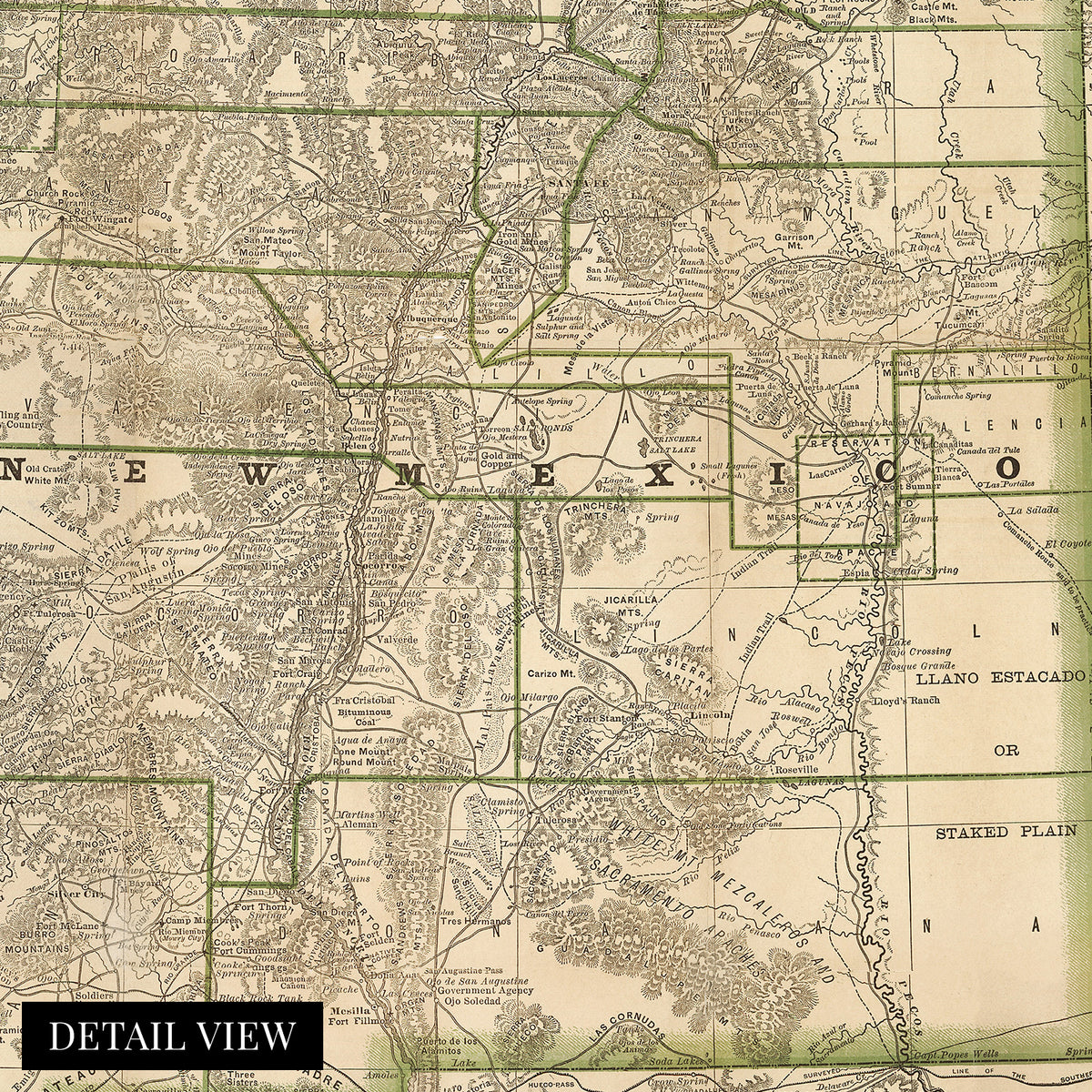 1879 Indexed Map of New Mexico United States Wall Art Print – Historic ...