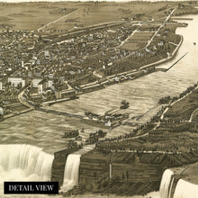 Load image into Gallery viewer, Digitally Restored and Enhanced 1882 Niagara Falls Map - Vintage Map of Niagara Falls Wall Art - Old Niagara Falls New York Map Poster - History Map of Niagara Falls NY - Bird&#39;s Eye View of Niagara Falls
