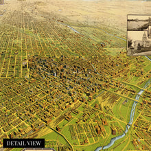Load image into Gallery viewer, Digitally Restored and Enhanced 1908 Denver Colorado Map - Vintage Colorado Map - Old Wall Map of Denver Colorado - Bird&#39;s Eye View Map of Denver CO
