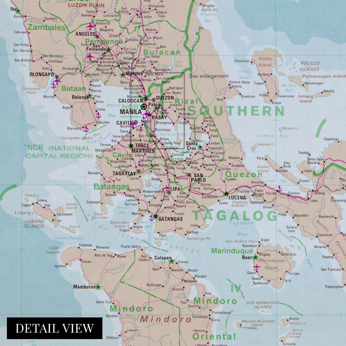 Philippines Map Inset 1990 Map of the Philippines with Inset of Manila Wall Art Print ...
