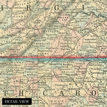 Load image into Gallery viewer, Digitally Restored and Enhanced 1860 County Map of Virginia and North Carolina - Virginia County Map Poster - Old Wall Map of North Carolina County
