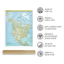 Cargar imagen en el visor de la galería, Digitally Restored and Enhanced 2021 North America Map - 18x24 Inch Map of North America Wall Art - Mapa de America - North America Wall Map - Map of North America Poster
