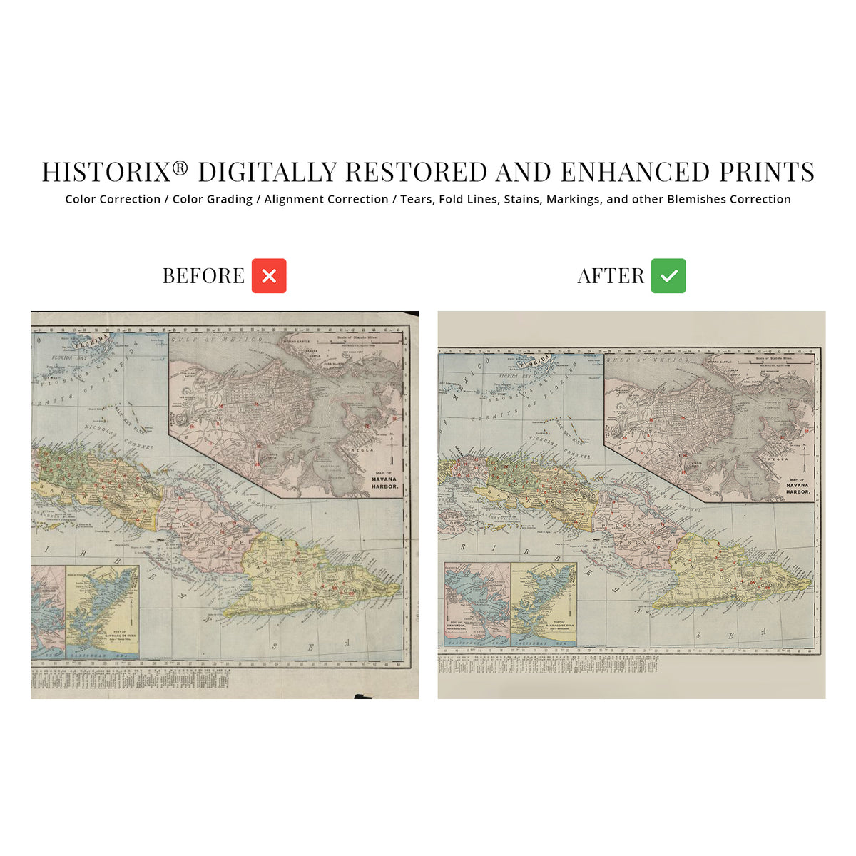 1904 Detailed Map of Republic of Cuba Wall Art Print – Historic Prints