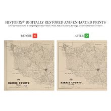 Load image into Gallery viewer, Digitally Restored and Enhanced 1879 Harris County Texas Map - Vintage Harris County Map - History Map of Harris County Wall Art - Old Poster Map of Texas - Historic Houston City Map of Texas Poster
