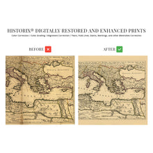 Load image into Gallery viewer, Digitally Restored and Enhanced 1680 Mediterranean Sea Map Print - Vintage Map of the Mediterranean Wall Art - Historic Mediterranean Poster - Old Mediterranean Map Divided Into Principal Parts or Seas
