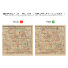 Load image into Gallery viewer, Digitally Restored and Enhanced 1892 North Dakota State Map - Vintage Map of North Dakota Wall Art - Old Historic North Dakota Map Poster Showing County Boundaries Railroads and Notable Features
