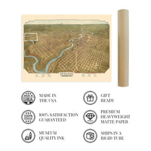 Load image into Gallery viewer, Digitally Restored and Enhanced 1905 Spokane Washington Map - Vintage Spokane Wall Art - Old Spokane Washington Map - Historic Spokane Map Poster - Bird&#39;s Eye View of Spokane WA Map
