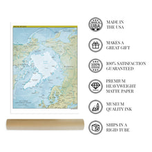 Load image into Gallery viewer, Digitally Restored and Enhanced 2021 Arctic Region Map Poster - Arctic Poster Print - North Pole Poster - Polar Region Map - Arctic Ocean Map
