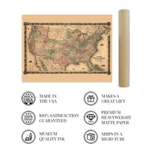 Cargar imagen en el visor de la galería, Digitally Restored and Enhanced 1861 United States Military Map - Vintage Map of the United States Wall Art - Civil War of USA Map History - Old United States Map Poster - Colton&#39;s US Civil War Map

