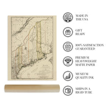 Cargar imagen en el visor de la galería, Digitally Restored and Enhanced 1798 Maine State Map - Vintage Map of Maine Wall Art Decor - Map of Maine Poster - Maine Map Showing Counties Civil Subdivisions - Legend in German and English
