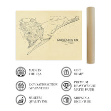 Load image into Gallery viewer, Digitally Restored and Enhanced 1892 Galveston County Map - Vintage Map Galveston Wall Art Showing of Land Ownership in Galveston Texas - Galveston Bay Map - Galveston Map - Galveston Wall Art
