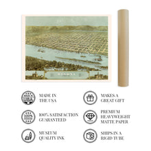 Load image into Gallery viewer, Digitally Restored and Enhanced 1867 Winona Minnesota Map - Map of Winona Wall Art - Old Winona City Minnesota Wall Map - Bird&#39;s Eye View Map of Winona MN

