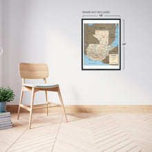 Load image into Gallery viewer, Digitally Restored and Enhanced Guatemala Map Poster - Mapa de Guatemala - Guatemala Poster - Guatemala Wall Decor - Guatemala Wall Art
