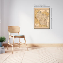 Cargar imagen en el visor de la galería, Digitally Restored and Enhanced 1900 Wisconsin Map Poster - Vintage Wisconsin Map Wall Art - Old Wisconsin State Map - Historic Wisconsin Wall Map Poster - Railroad Map of Wisconsin

