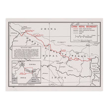 Load image into Gallery viewer, Digitally Restored and Enhanced 1968 China Nepal Boundary Map - Vintage Map of China &amp; Nepal Wall Art - History Map of Tibet - Old China Nepal Map

