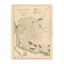 Load image into Gallery viewer, Digitally Restored and Enhanced 1888 Clark County Washington Map Poster - Vintage Vancouver Washington Map Clark County Wall Art - Old Clark County WA Territory Map with Landowner Names and Data
