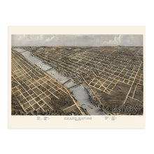 Load image into Gallery viewer, Digitally Restored and Enhanced 1868 Grand Rapids Michigan Map - Vintage Grand Rapids Wall Art - Old Map of Grand Rapids MI Poster - Historic Bird&#39;s Eye View of Grand Rapids Michigan Map Poster
