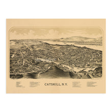Load image into Gallery viewer, Digitally Restored and Enhanced 1889 Catskill NY Map - Vintage Catskill Map Wall Art - Old Catskill New York Map Poster - Historic Greene County Map - Birds Eye View of Catskill Town Map History
