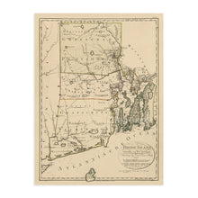 Load image into Gallery viewer, Digitally Restored and Enhanced 1797 Rhode Island Map - Vintage Map of Rhode Island Wall Art Decor - Rhode Island Poster Shows Counties and Subdivisions - Place names in German and/or English
