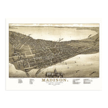 Load image into Gallery viewer, Digitally Restored and Enhanced 1885 Madison Wisconsin Map - Vintage Map of Madison Wisconsin - Old Madison City Map of Wisconsin - Dane County Madison Map - Bird&#39;s Eye View of City of Madison Wall Art
