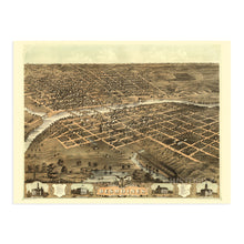 Cargar imagen en el visor de la galería, Digitally Restored and Enhanced 1868 Des Moines Iowa Map Poster - Vintage Des Moines Wall Art - Old Map of Des Moines IA - Bird&#39;s Eye View of The City of Des Moines Capital of Iowa States
