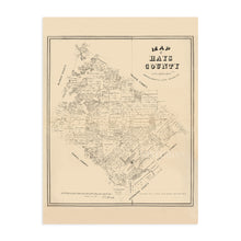 Load image into Gallery viewer, Digitally Restored and Enhanced 1880 Hays County Texas Map - Vintage Hays County Map Print - Old Poster Map of Texas - Historic San Marcos City Map of Texas - History Map of Hays County Wall Art
