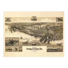 Load image into Gallery viewer, Digitally Restored and Enhanced 1891 Newport News Virginia Map - Old Newport News Wall Art - Newport News VA Map History - Vintage Virginia Map Poster
