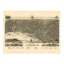 Load image into Gallery viewer, Digitally Restored and Enhanced 1888 Evansville Indiana Map Poster - Perspective Map of Evansville Wall Art - Old City of Evansville Wall Map of Indiana
