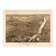 Load image into Gallery viewer, Digitally Restored and Enhanced 1881 Troy New York Map Poster - Troy City Map of New York Poster - Bird&#39;s Eye View History Map of Troy New York Wall Art
