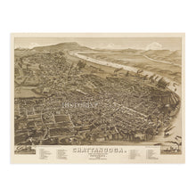 Load image into Gallery viewer, Digitally Restored and Enhanced 1886 Map of Chattanooga Tennessee - Vintage Chattanooga Hamilton County Map of Tennessee - Old Chattanooga Map Poster - Restored Bird&#39;s Eye View of Chattanooga Wall Art
