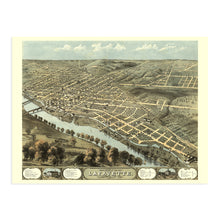 Load image into Gallery viewer, Digitally Restored and Enhanced 1868 Lafayette Indiana Map Poster - Old Map of Lafayette IN Wall Art Print - History Map of Lafayette Tippecanoe County
