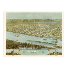 Load image into Gallery viewer, Digitally Restored and Enhanced 1867 Winona Minnesota Map - Map of Winona Wall Art - Old Winona City Minnesota Wall Map - Bird&#39;s Eye View Map of Winona MN
