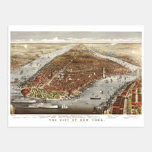 Load image into Gallery viewer, Digitally Restored and Enhanced 1876 New York City Poster - NYC Map Wall Art - Vintage Map of New York City with Points of Interest - Historic Map of New York City Poster - Old NYC Map Print
