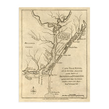 Load image into Gallery viewer, Digitally Restored and Enhanced 1781 Cape Fear River Region Map - Vintage Map of Wilmington and Brunswick County North Carolina - New Hanover NC Vintage Map Wall Art - American Revolution Map
