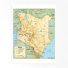 Cargar imagen en el visor de la galería, Digitally Restored and Enhanced 1988 Kenya Map Poster - Kenya Wall Map - Map of Kenya Africa

