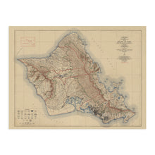 Load image into Gallery viewer, Digitally Restored and Enhanced 1938 Island of Oahu Map - Oahu Hawaii Vintage Map Wall Art - Topographic Map of the Island of Oahu Poster - City and County of Honolulu Hawaii - Oahu Print

