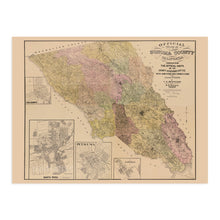 Load image into Gallery viewer, Digitally Restored and Enhanced 1900 Sonoma Map - Vintage Sonoma County California Map- Old Sonoma County Wall Art - Map of Sonoma County CA with Healdsburg Santa Rosa Petaluma Cloverdale Insets
