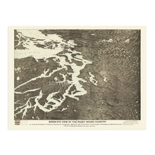 Load image into Gallery viewer, Digitally Restored and Enhanced 1891 Puget Sound Map Poster - Vintage Puget Sound Wall Art - Bird&#39;s Eye View Map of Puget Sound Washington - History Map of San Juan Island Whidbey Island Vashon Bainbridge

