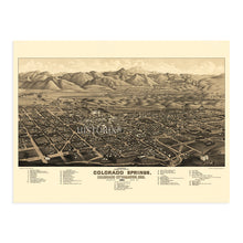 Load image into Gallery viewer, Digitally Restored and Enhanced 1882 Colorado Springs Colorado Map - History Map of Colorado Springs Colorado City &amp; Manitou Springs Wall Art Poster
