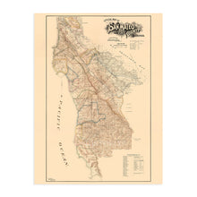 Load image into Gallery viewer, Digitally Restored and Enhanced 1894 San Mateo County California Map Poster - Vintage Map of San Mateo County Wall Art - Old Map of San Mateo County Showing School Districts and Distances
