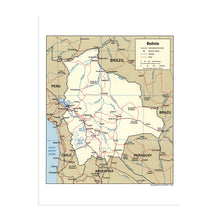 Load image into Gallery viewer, Digitally Restored and Enhanced 2006 Bolivia Map Poster - Map of Bolivia in South America Poster - Map of Bolivia Showing Sucre Santa Cruz and La Paz Bolivia Map Print
