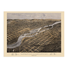Load image into Gallery viewer, Digitally Restored and Enhanced 1867 Minneapolis &amp; Saint Anthony Minnesota Map - Map of Minneapolis Wall Art - Old Saint Anthony Map of Minnesota Poster
