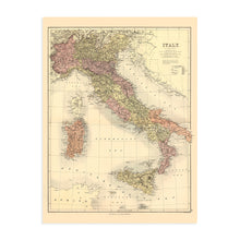 Load image into Gallery viewer, Digitally Restored and Enhanced 1890 Italy Map - Vintage Poster Map of Italy Wall Art - Italy Wall Map History - Old Wall Map of Italy
