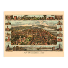 Load image into Gallery viewer, Digitally Restored and Enhanced 1855 Harrisburg Pennsylvania Map Poster - Vintage Harrisburg PA Map Wall Art - Old Harrisburg Pennsylvania Map - Historic Aerial View of Harrisburg Map Print
