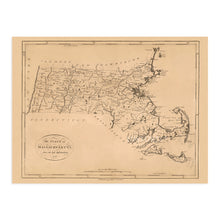 Load image into Gallery viewer, Digitally Restored and Enhanced 1796 Map of Massachusetts - Vintage Map of Massachusetts Wall Art - Massachusetts Wall Map - Mass State Map - Map of Massachusetts Poster - Massachusetts Print

