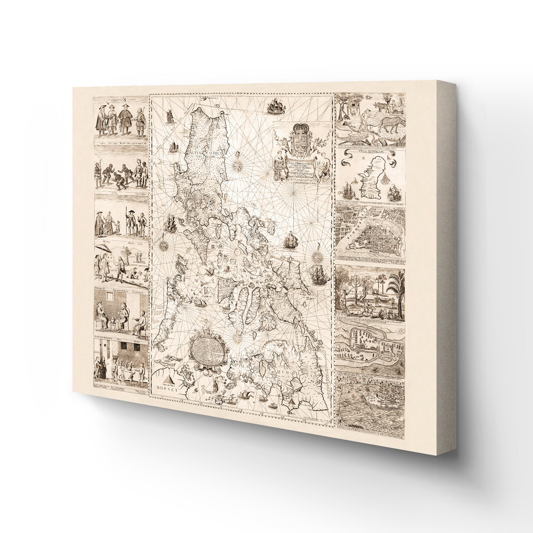 Digitally Restored and Enhanced 1734 Philippines Map Canvas Art - Canvas Wrap Vintage Map of the Philippines Wall Art - Historic Philippines Map Poster - Restored Philippines Wall Map Print