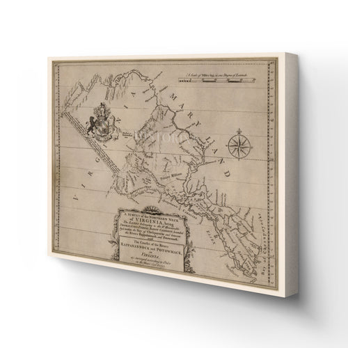 Digitally Restored and Enhanced 1747 Northern Neck Virginia Map Canvas - Canvas Wrap Vintage Virginia Wall Map - Historic Northern Neck Wall Art - A Survey of The Northern Neck of Virginia Map Print